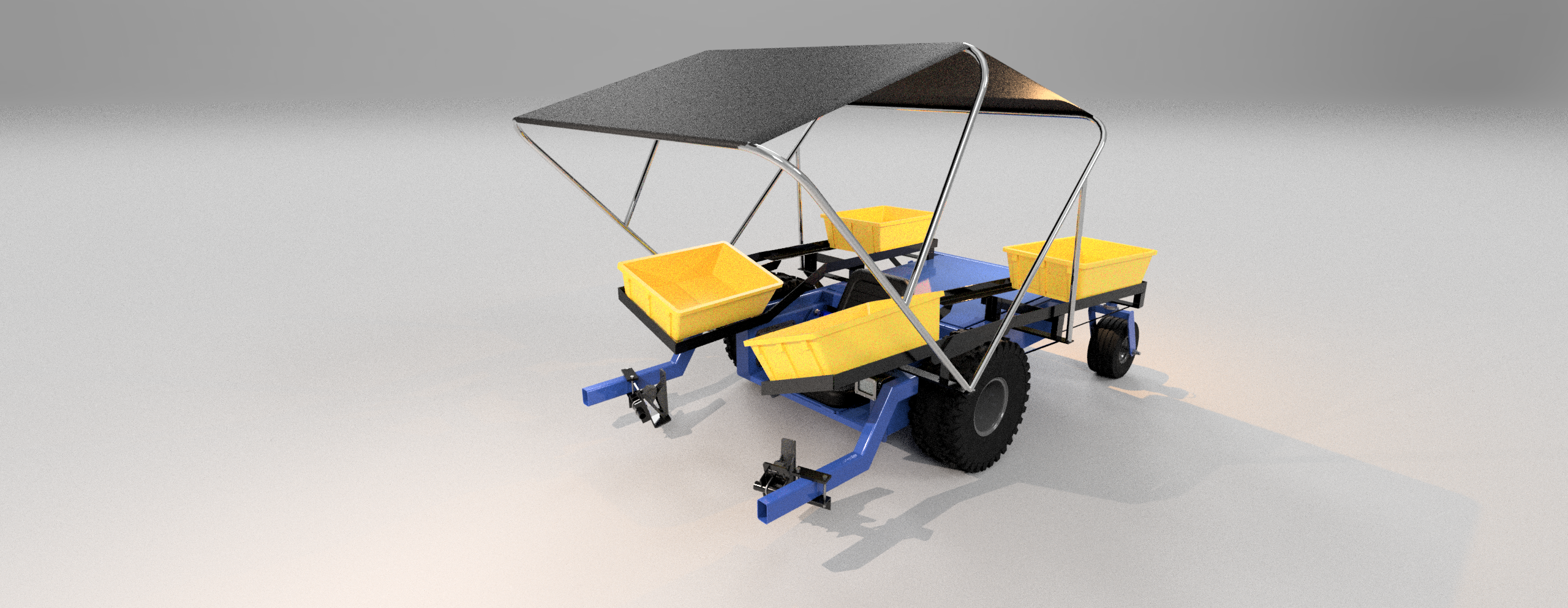 AsparaGo picker design with raised product racks and a shaded seating position